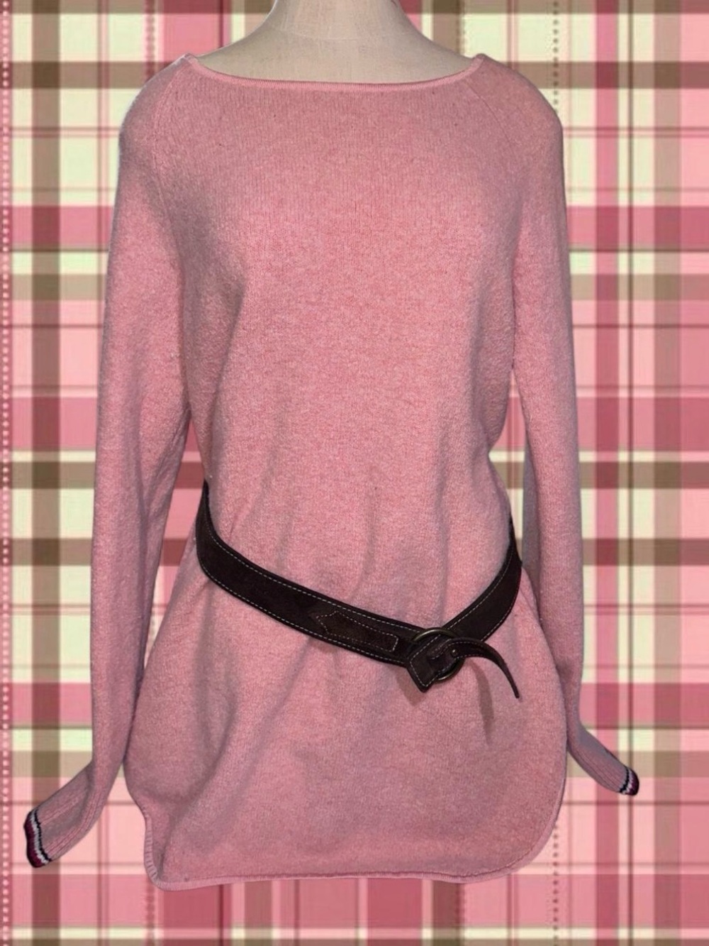 Preppy Balletcore Tommy Hilfiger Pink Wool Blend Oversized Sweater